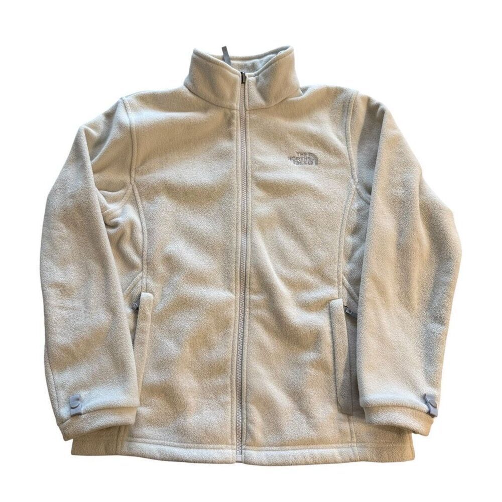 Girls Large North Face cream zip up jakcet